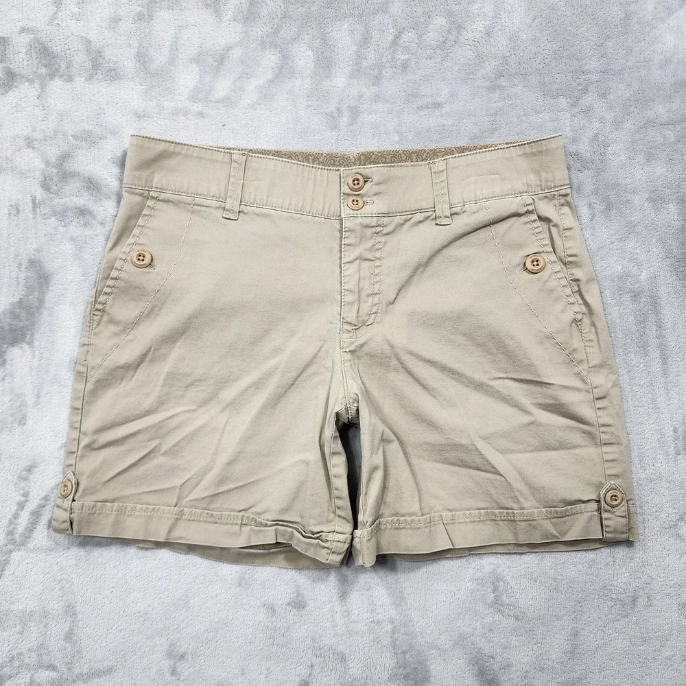 Gloria Vanderbilt Shorts Womens 6 Beige Celina Chino Twill Stretch Casual Summer
